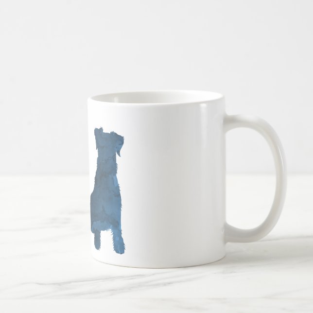 Taza De Café Silueta azul de la marina de perro Schnauzer (Derecha)