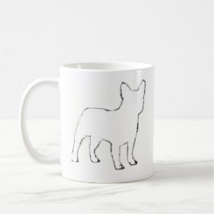 Taza De Café Silueta Blanca de Bulldog Francés