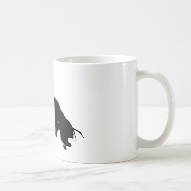 Taza De Café Silueta blanca de caballo en blanco negro (Derecha)