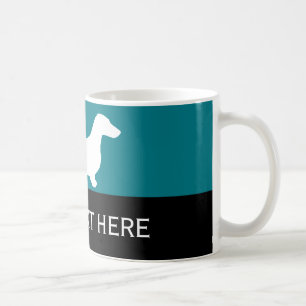 Taza De Café Silueta blanca de Dachshund + tus ideas