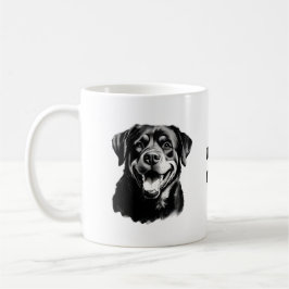 Taza De Café Silueta blanca y negra de Rottweiler