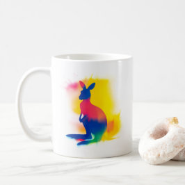Taza De Café Silueta canguro para pintura con spray minimalista