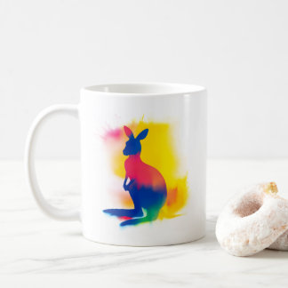 Taza De Café Silueta canguro para pintura con spray minimalista