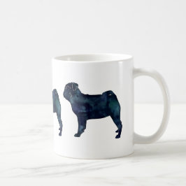 Taza De Café Silueta de acuarela negra de Pug