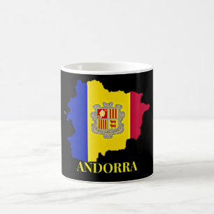 Taza De Café Silueta de Andorra, bandera,