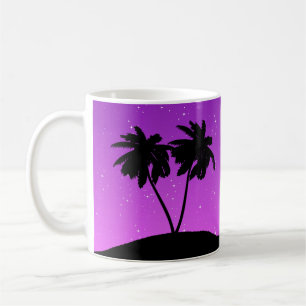 Taza De Café Silueta de árbol de palma contra el crepúsculo mor