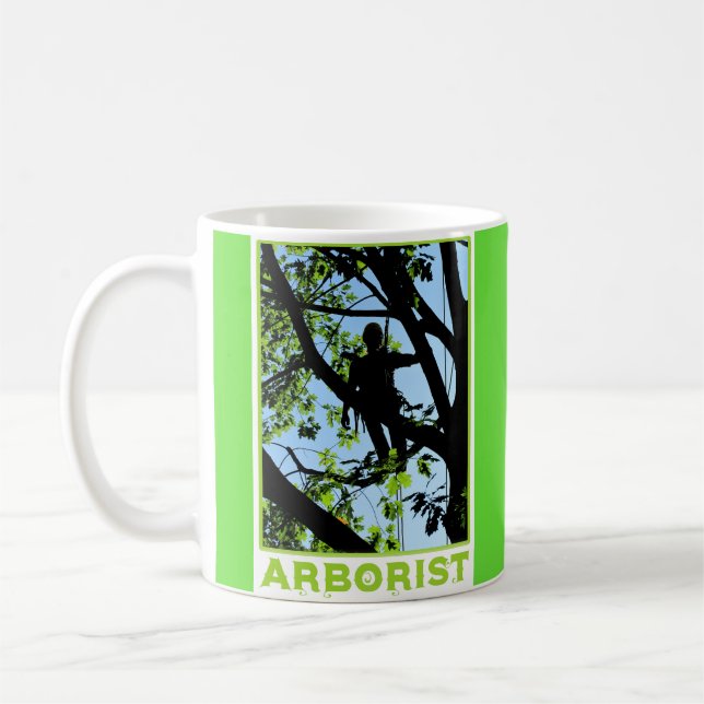 Taza De Café Silueta de árbol escalador: Arborismo (Izquierda)