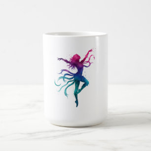 Taza De Café Silueta de baile colorido - acuarela vibrante E
