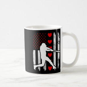 Taza De Café silueta de béisbol corazón bandera de EE. UU. cora