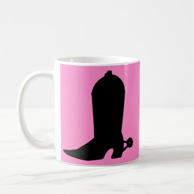 Taza De Café Silueta de bota de vaca en rosa (Izquierda)