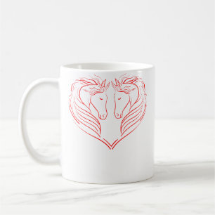 Taza De Café Silueta de caballo Caballo Amor Corazón Caballo de