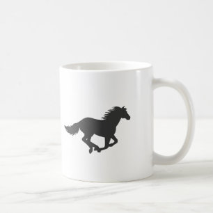 Taza De Café Silueta de caballo negro corriendo