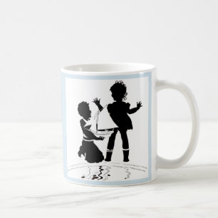 Taza De Café silueta de chica, niño y modelo de barco