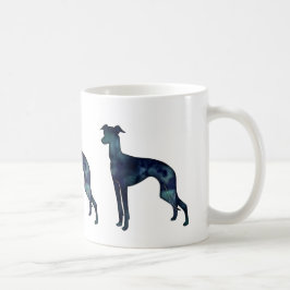 Taza De Café Silueta de color de agua negro de perro de Greyhou