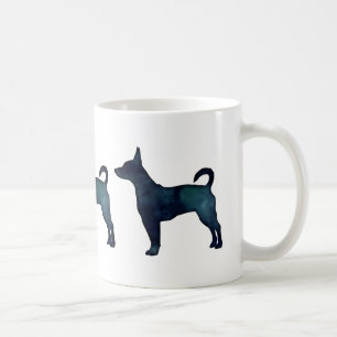 Taza De Café Silueta de color de agua negro de Rat Terrier