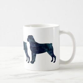 Taza De Café Silueta de color de agua negro Rottweiler