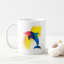 Taza De Café Silueta de delfín para pintura con spray minimalis