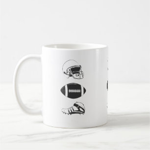 Taza De Café Silueta de equipo de fútbol americano   Casco Baló