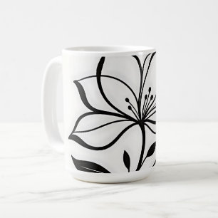 Taza De Café Silueta de Flor de Lirio Elegante