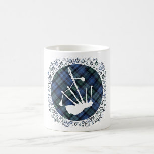 Taza De Café Silueta de gaitas sobre tartán