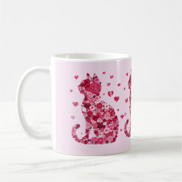 Taza De Café Silueta de gato floral ArtFaux tela envuelta