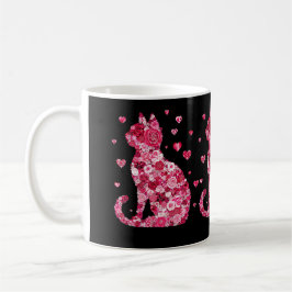 Taza De Café Silueta de gato floral ArtFaux tela envuelta