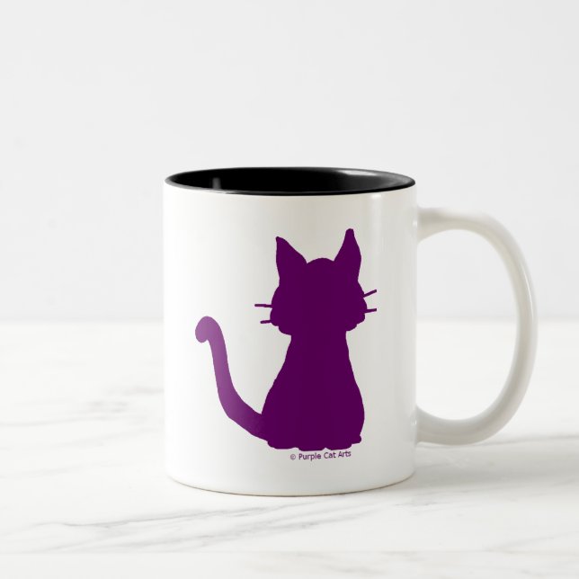Taza De Café Silueta de gato morado (Derecha)