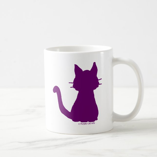 Taza De Café Silueta de gato morado (Derecha)