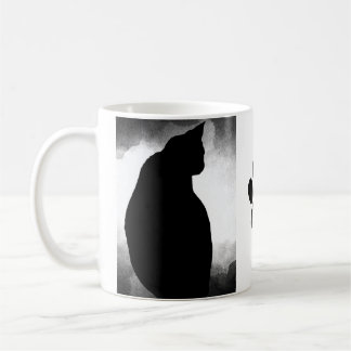 Taza De Café Silueta de gato negro con ventana