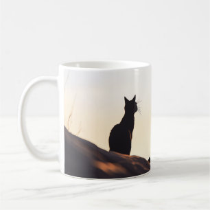 Taza De Café Silueta de gato negro simple Personalizado de ciel