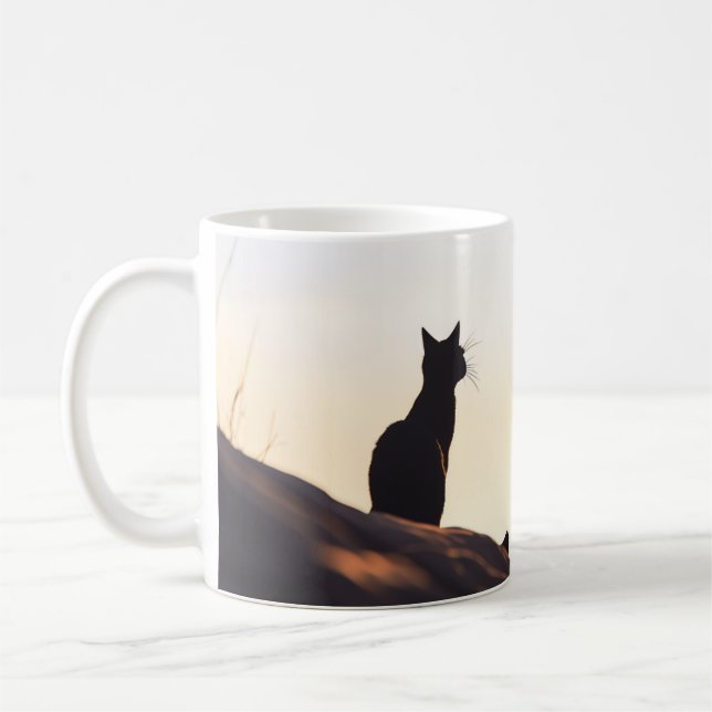 Taza De Café Silueta de gato negro simple Personalizado de ciel (Izquierda)