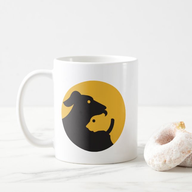 Taza De Café Silueta de gato y perro (Con donut)