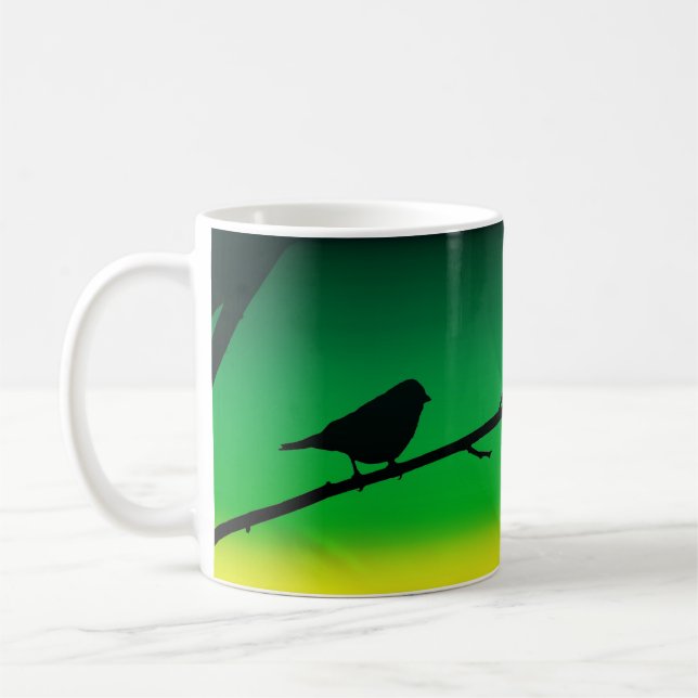 Taza De Café Silueta de gorrión sobre limoneno (Izquierda)