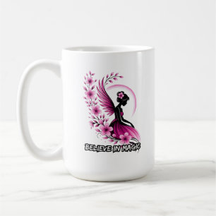 Taza De Café Silueta de hada floral rosa