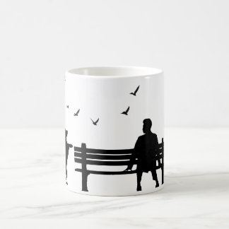 Taza De Café Silueta de hombre y perro | Farola vintage y pájar