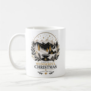 Taza de café Silueta de invierno dorado 1