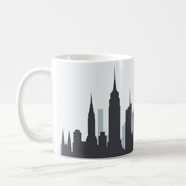 Taza De Café Silueta de la línea aérea de Nueva York con elegan (Izquierda)