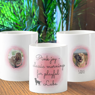 Taza De Café Silueta de Labrador Retriever rosa pastel personal