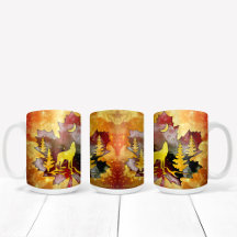 Silueta De Lobo Colorido Con Diseño De Cielo Noctu