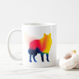 Taza De Café Silueta de Lobo minimalista con spray