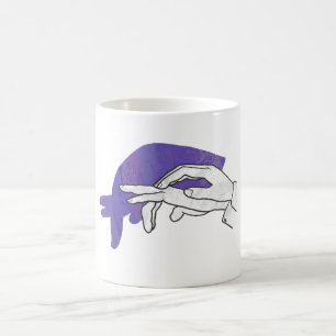 Taza De Café Silueta de mano de oso hormiguero púrpura
