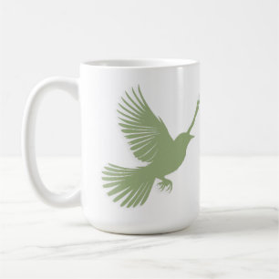 Taza De Café Silueta de pájaro volador verde salvia escandinavo