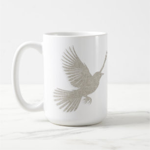 Taza De Café Silueta de pájaro volando en lino beige escandinav