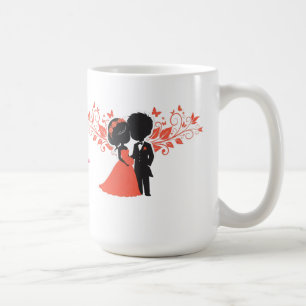 Taza De Café Silueta de pareja de boda romántica