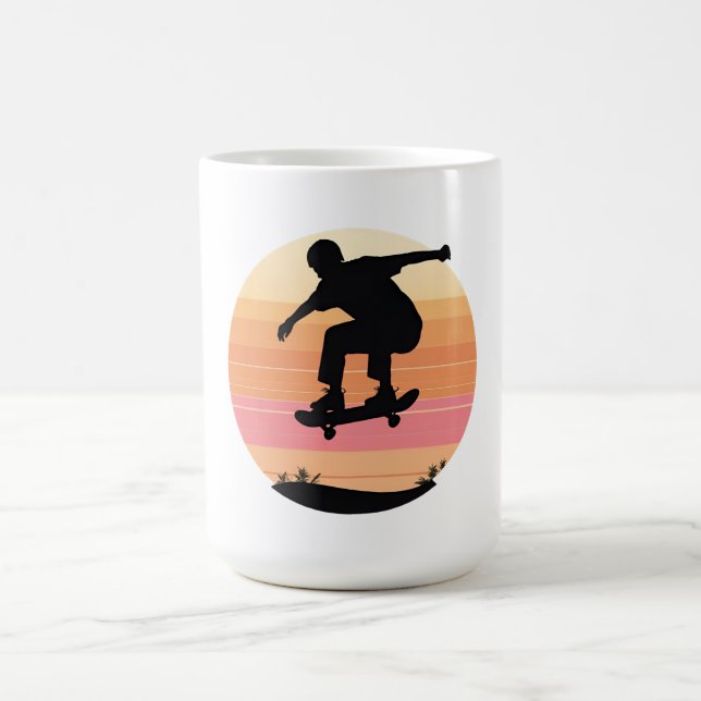 Taza De Café Silueta de patinaje al atardecer - Arte de patinaj (Centro)