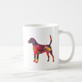 Taza De Café Silueta de patrón geométrico colorido de perro Har