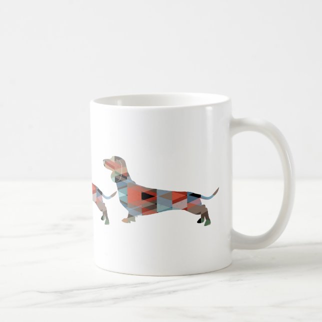 Taza De Café Silueta de patrón geométrico de Dachshund (Derecha)
