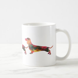 Taza De Café Silueta de patrón geométrico de Dachshund