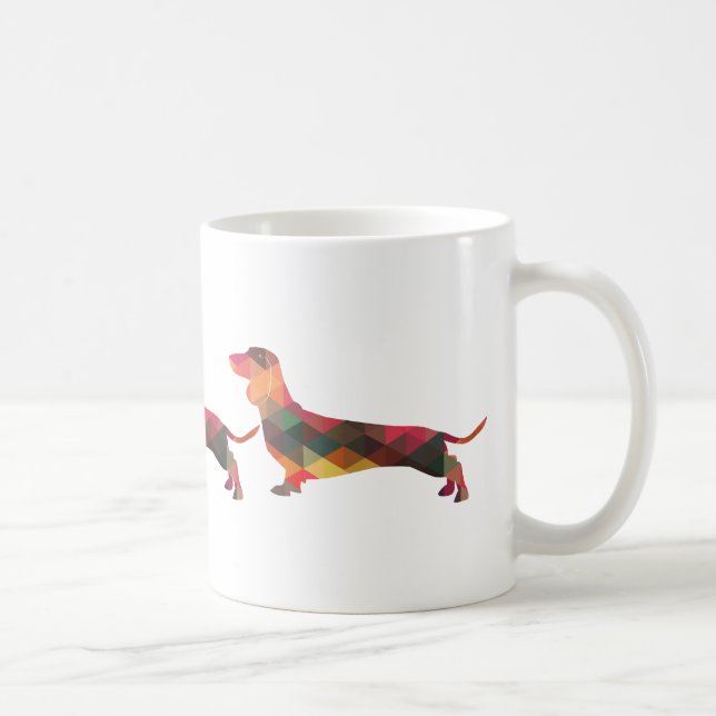 Taza De Café Silueta de patrón geométrico de Dachshund (Derecha)