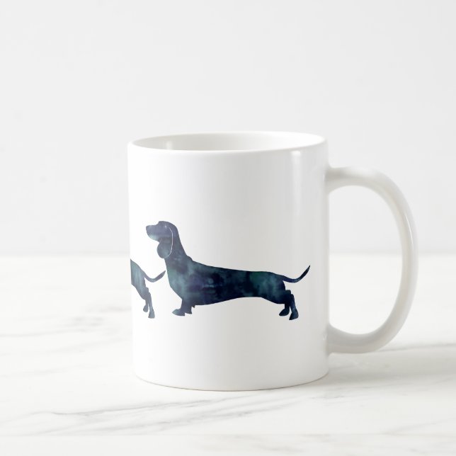 Taza De Café Silueta de patrón geométrico de Dachshund (Derecha)